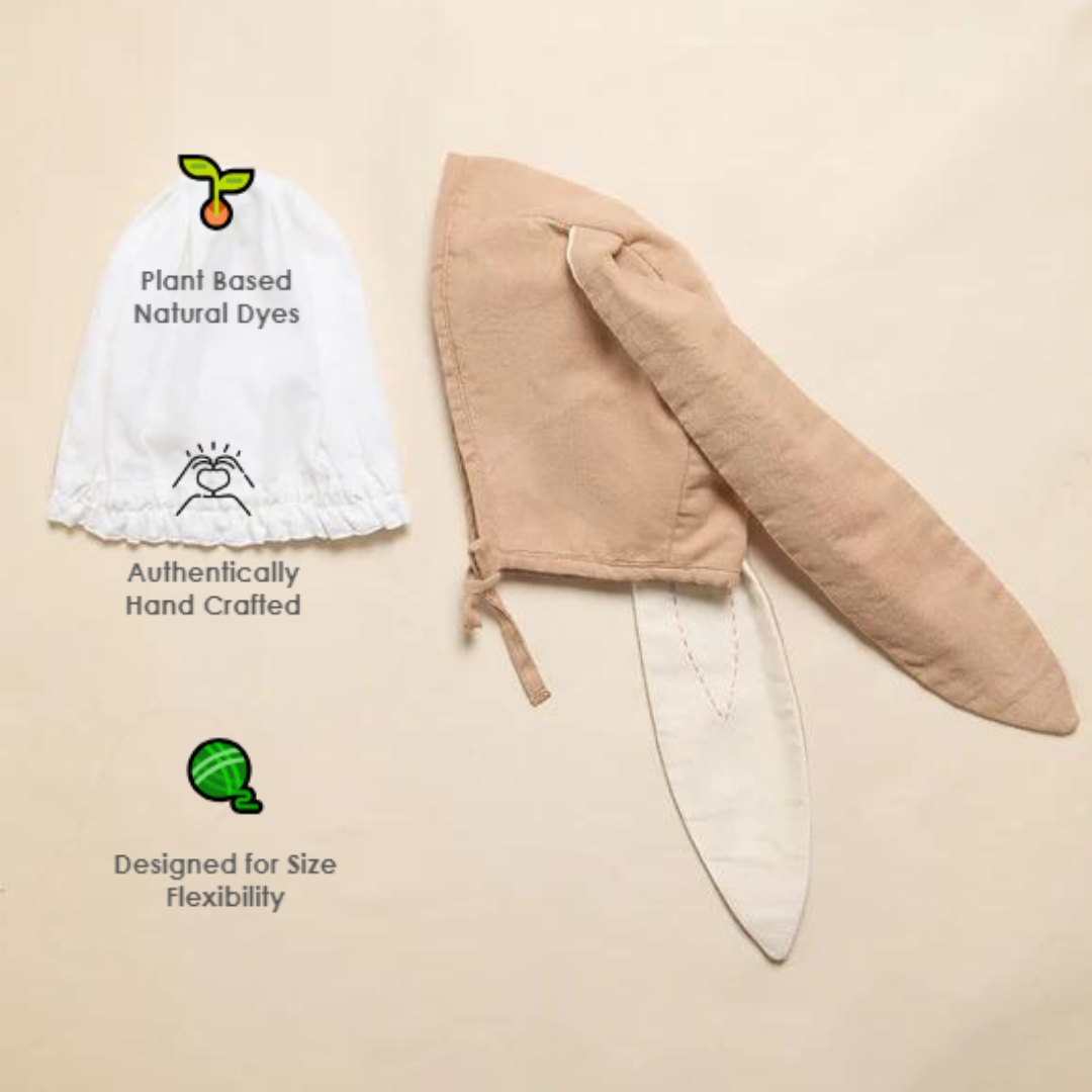 Springtime Bunny Baby Bonnet: Organic Cotton, Hand-Stitch