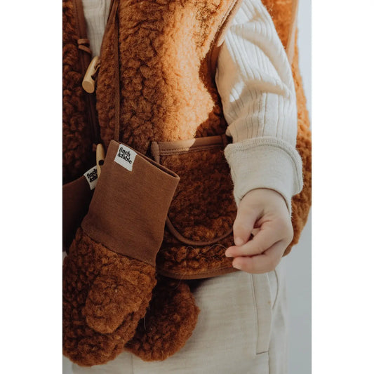 Chestnut Wool Sherpa Mittens