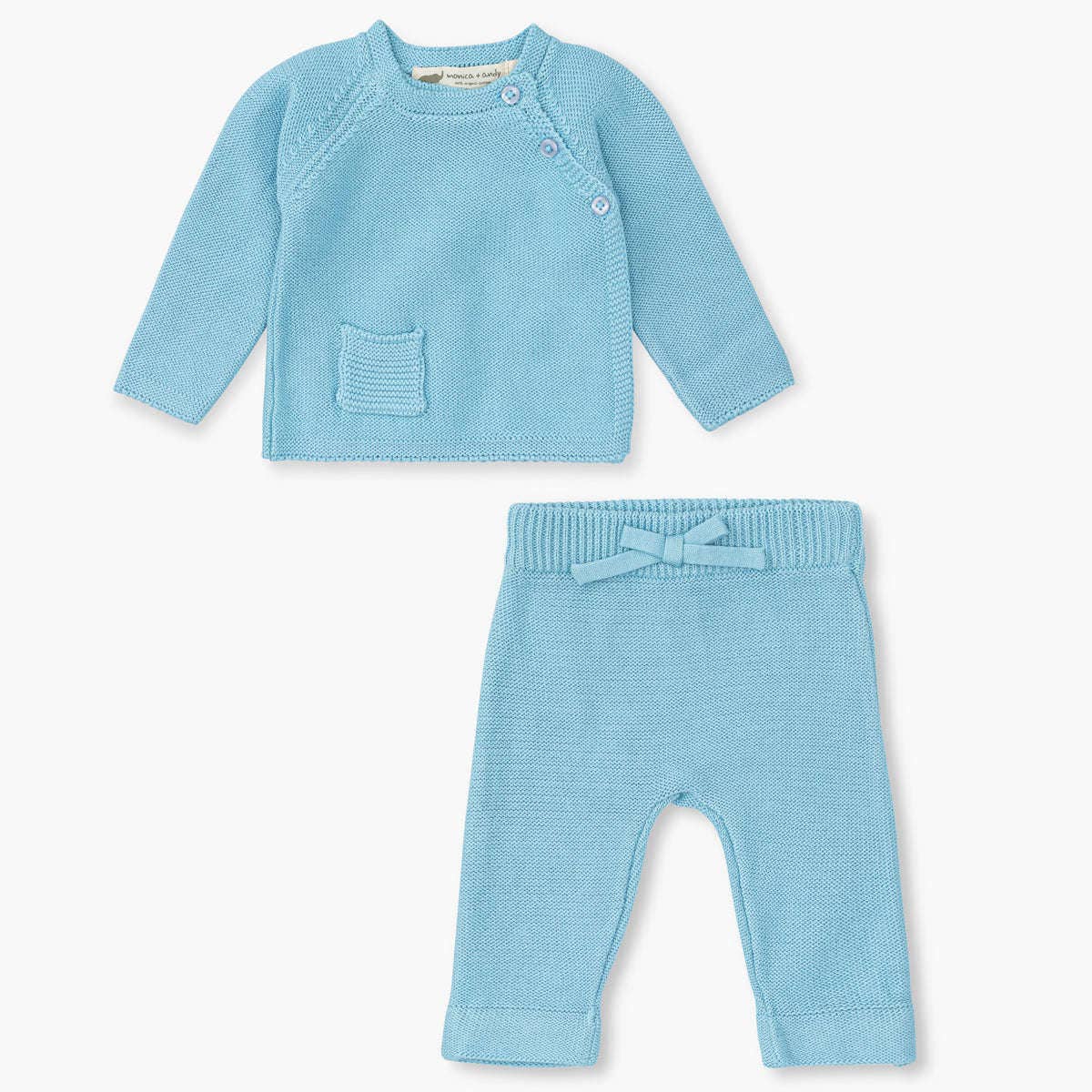 Little Darling Knit Top + Bottom: Light Blue