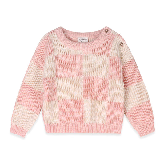 Cutie Pie Checkered Slouchy Knit Baby Pullover