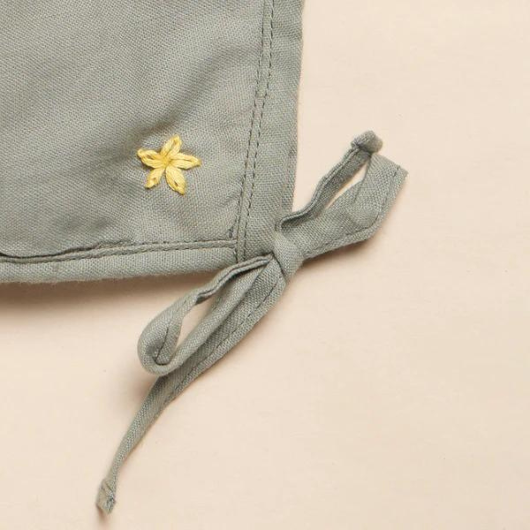 Springtime Bunny Baby Bonnet: Organic Cotton, Hand-Stitch