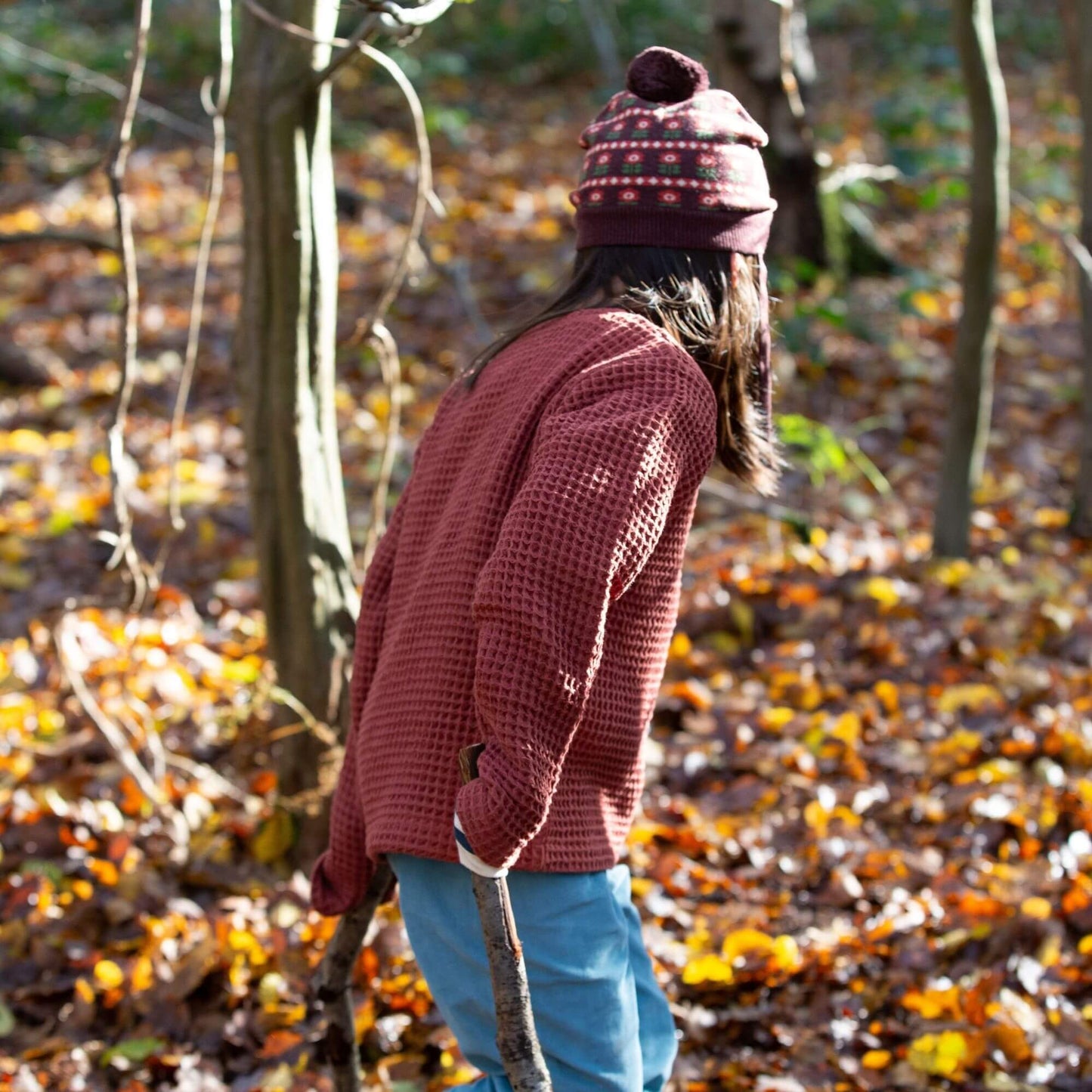 Ginger Chunky Waffle Long Sleeve Top