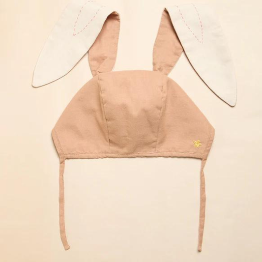 Springtime Bunny Baby Bonnet: Organic Cotton, Hand-Stitch