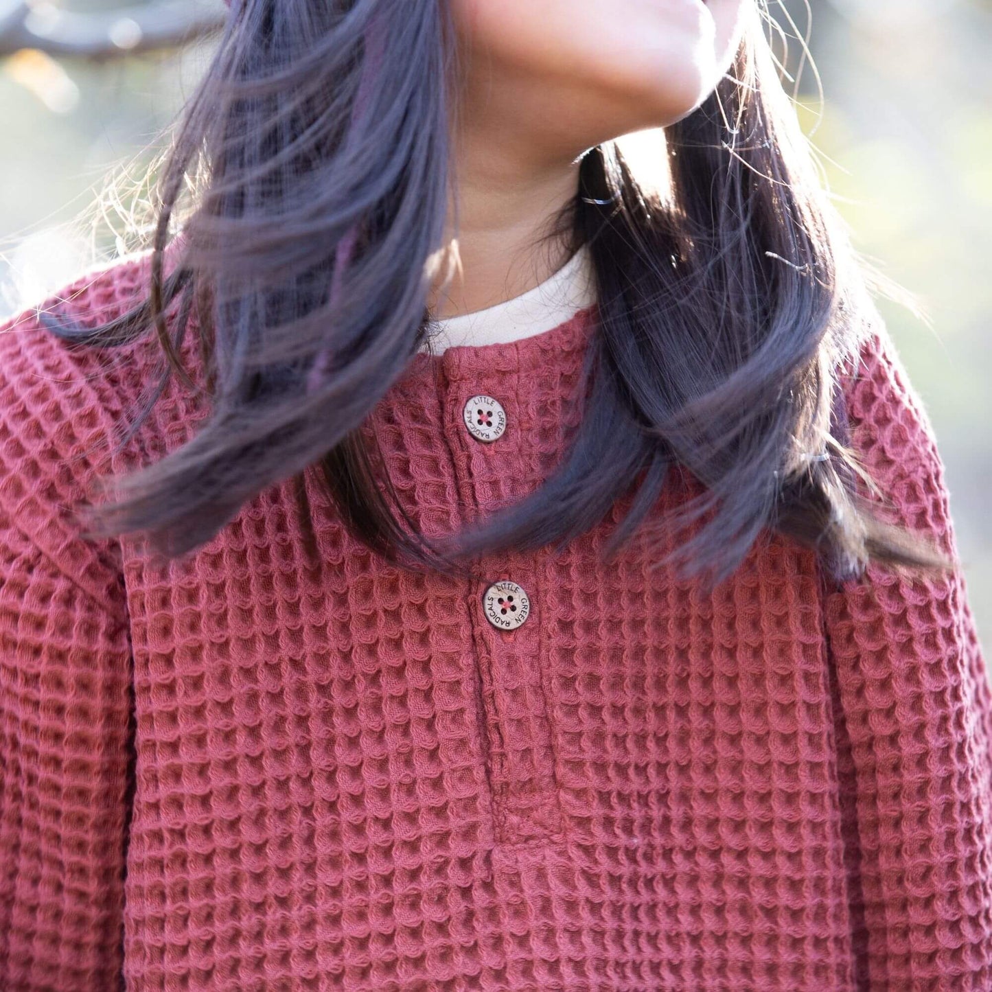 Ginger Chunky Waffle Long Sleeve Top