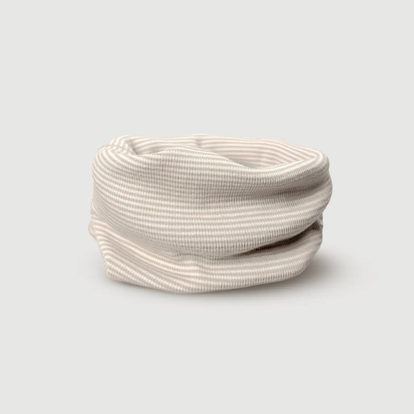 Wool Rib Infinity Scarf in Oat Stripe