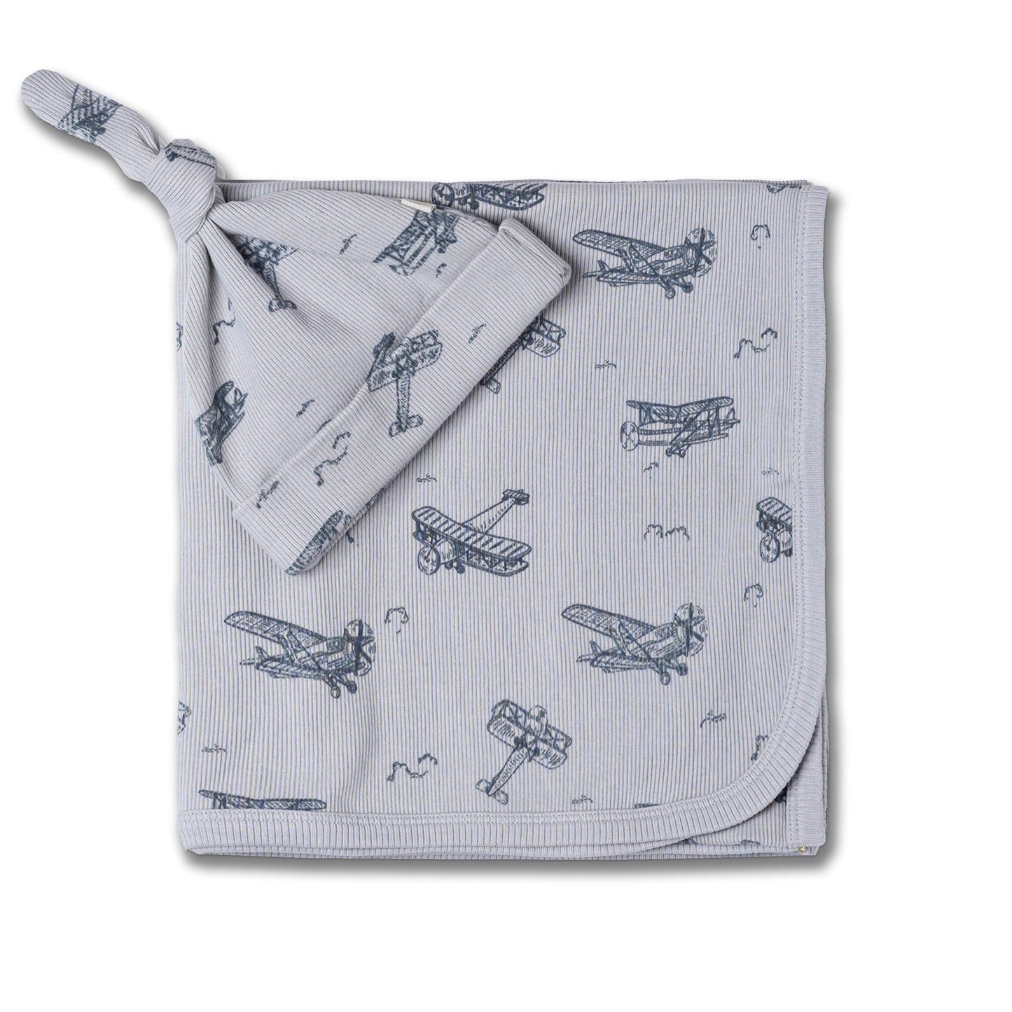 Airplane Swaddle Blanket & Hat Set