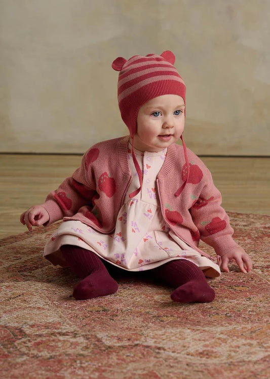 Pink Apple Jacquard Knit Cardigan