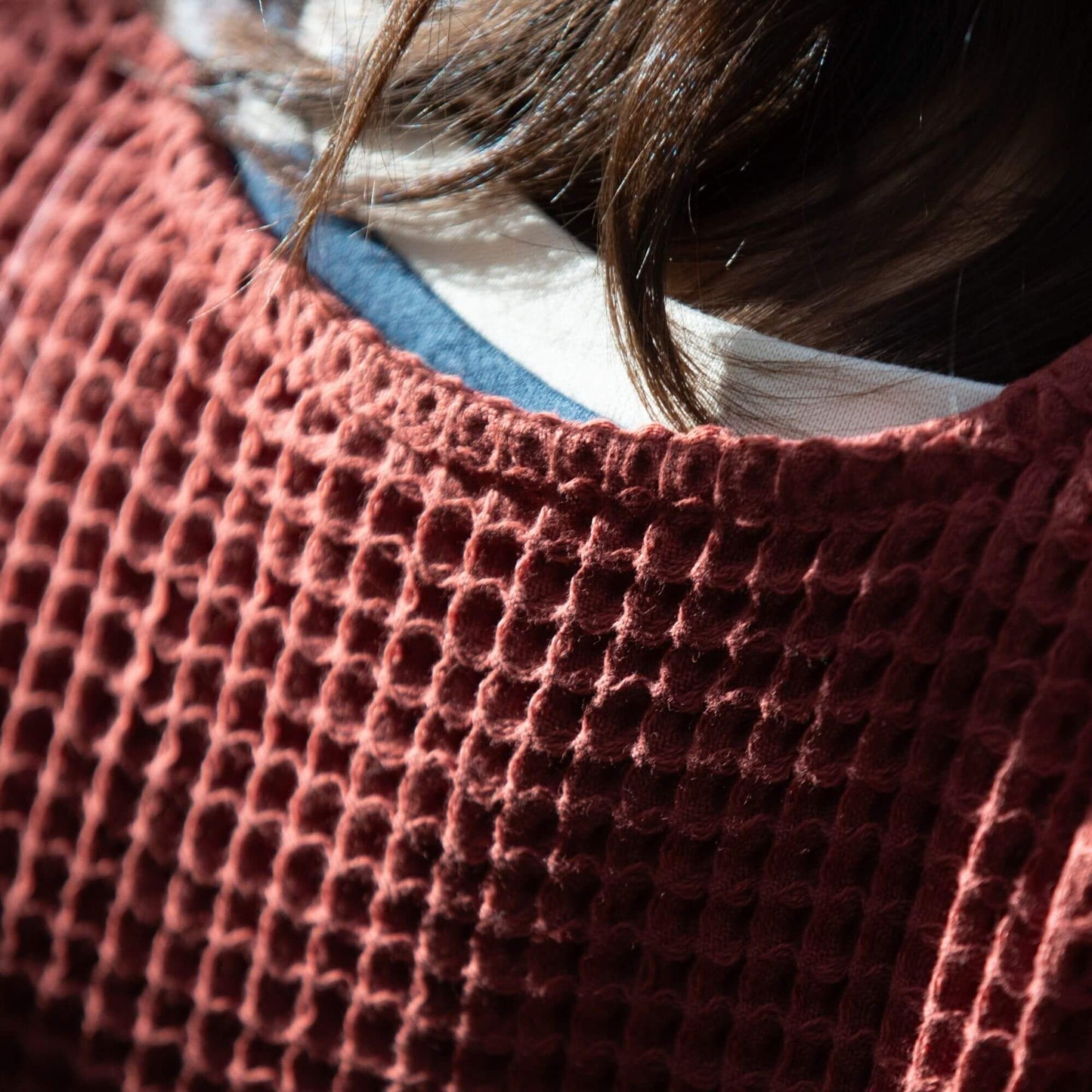 Ginger Chunky Waffle Long Sleeve Top