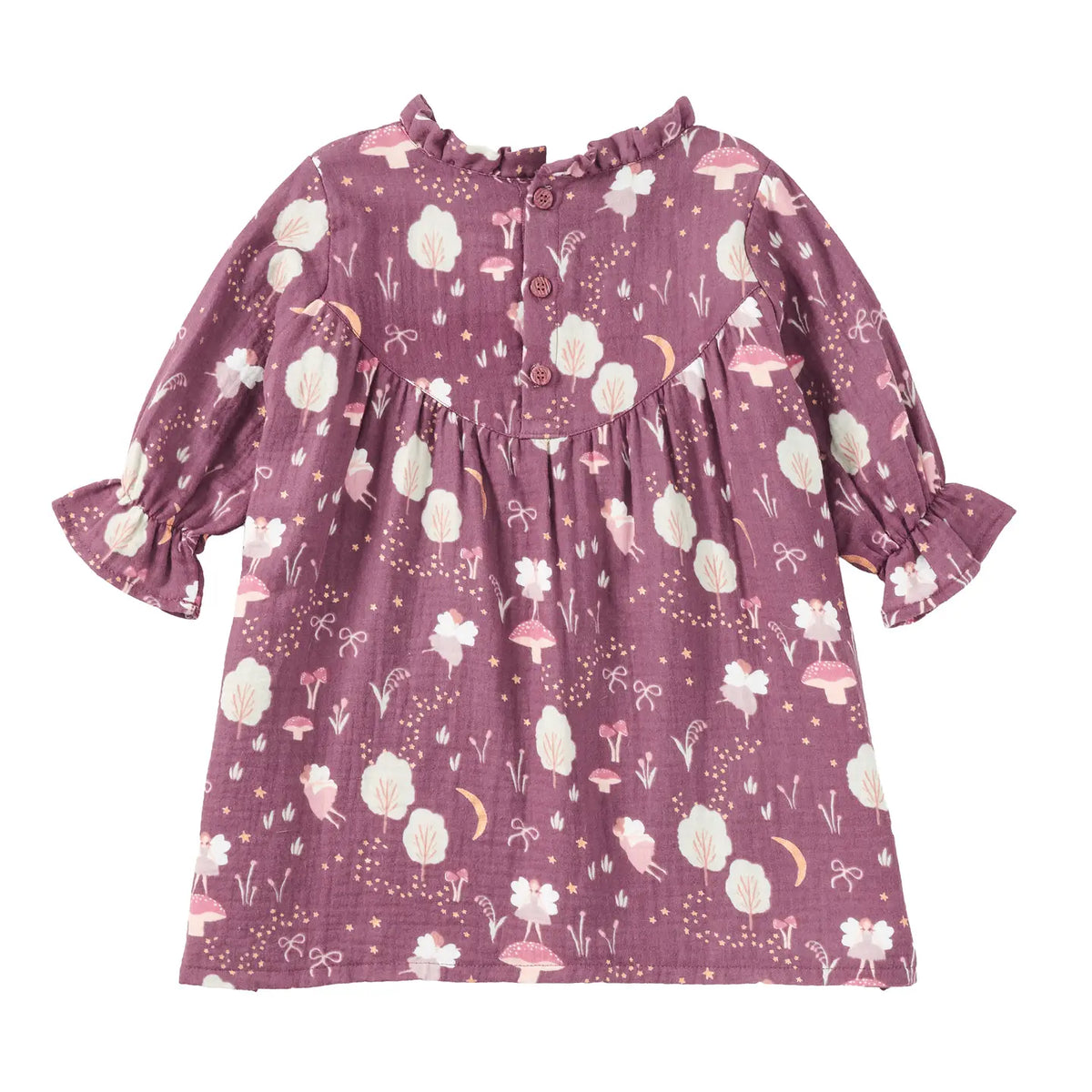 Muslin Ruffle Trim Dress in Forest Fairies
