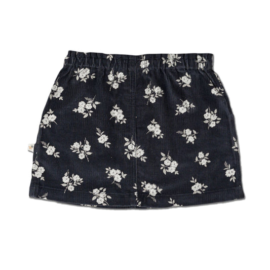 Navy Bloom Corduroy Skirt
