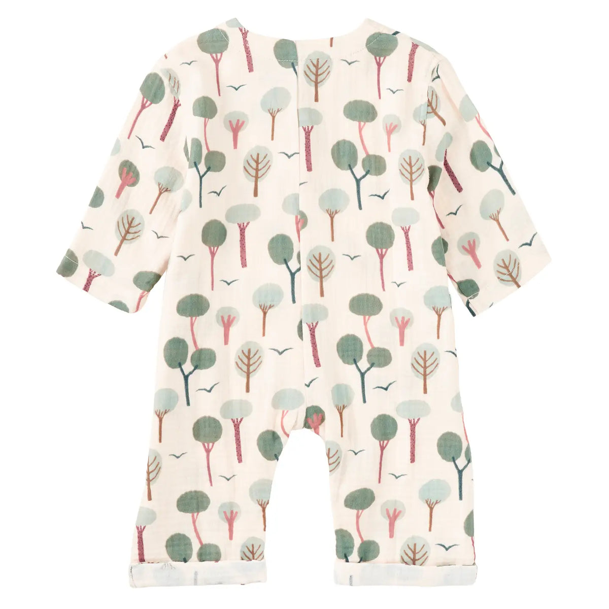 Muslin Patch Pocket Romper in Evergreen Trail
