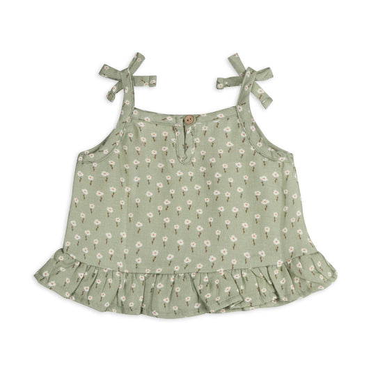 Sage Floral Baby Top + Shorts Set