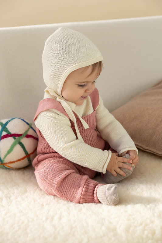 Knitted Wool Bonnet- Natural