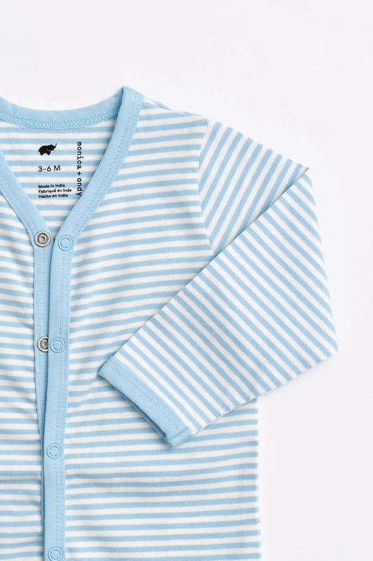 On the Go One-Piece- Light Blue French Stripe
