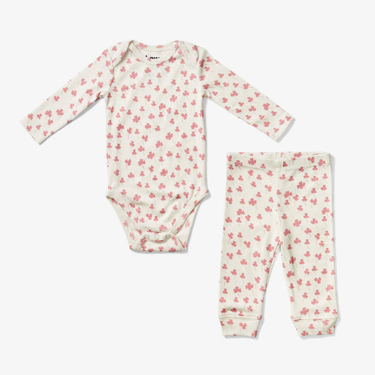 Sweet Pea Clover Onesie + Pant Set