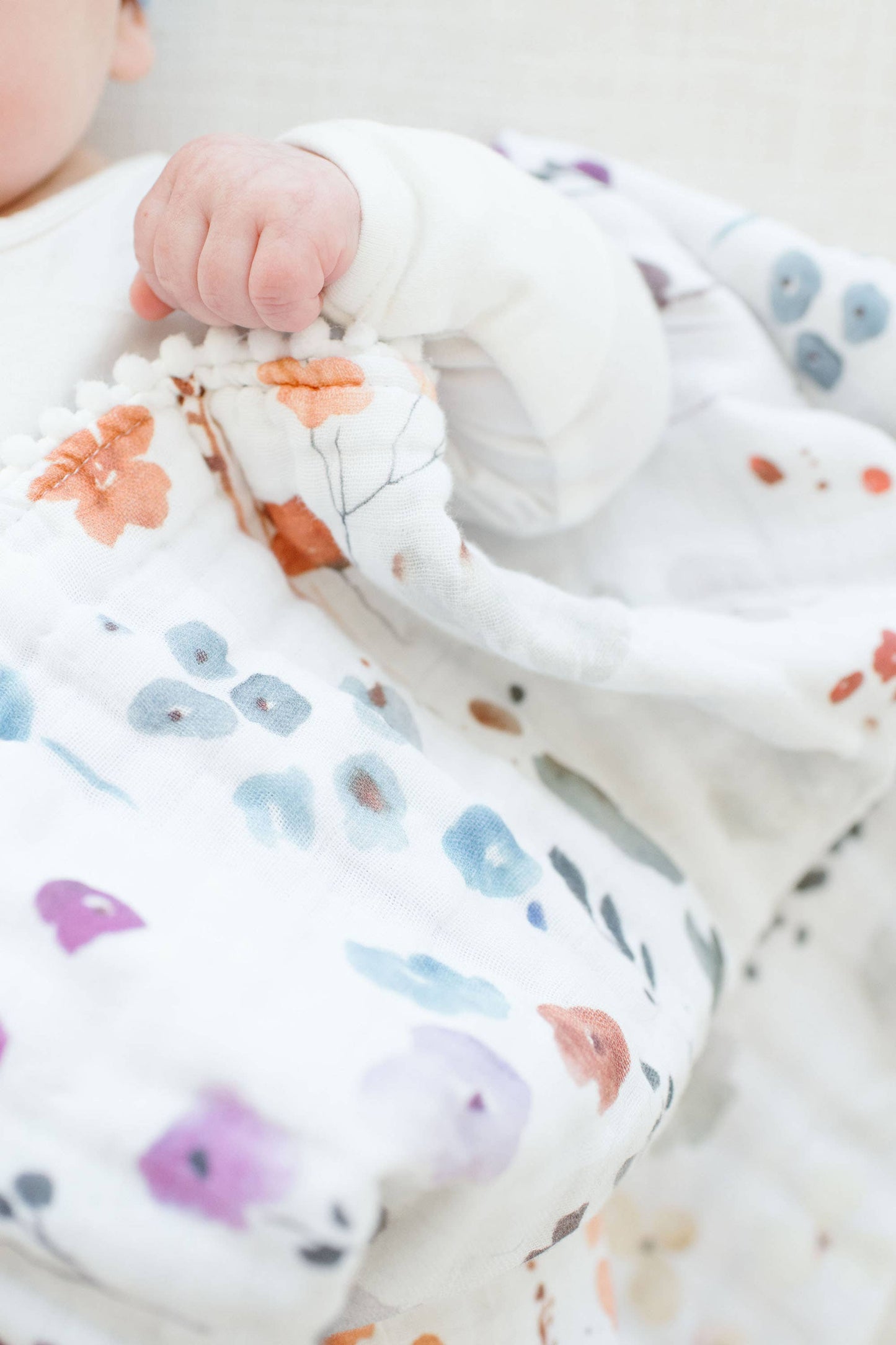 Organic Muslin Gauze Quilt Baby Blanket: Violet Floral