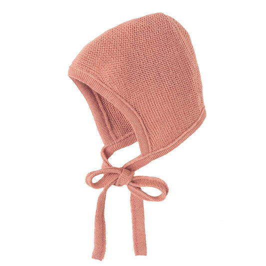Knitted Wool Bonnet- Soft Pink