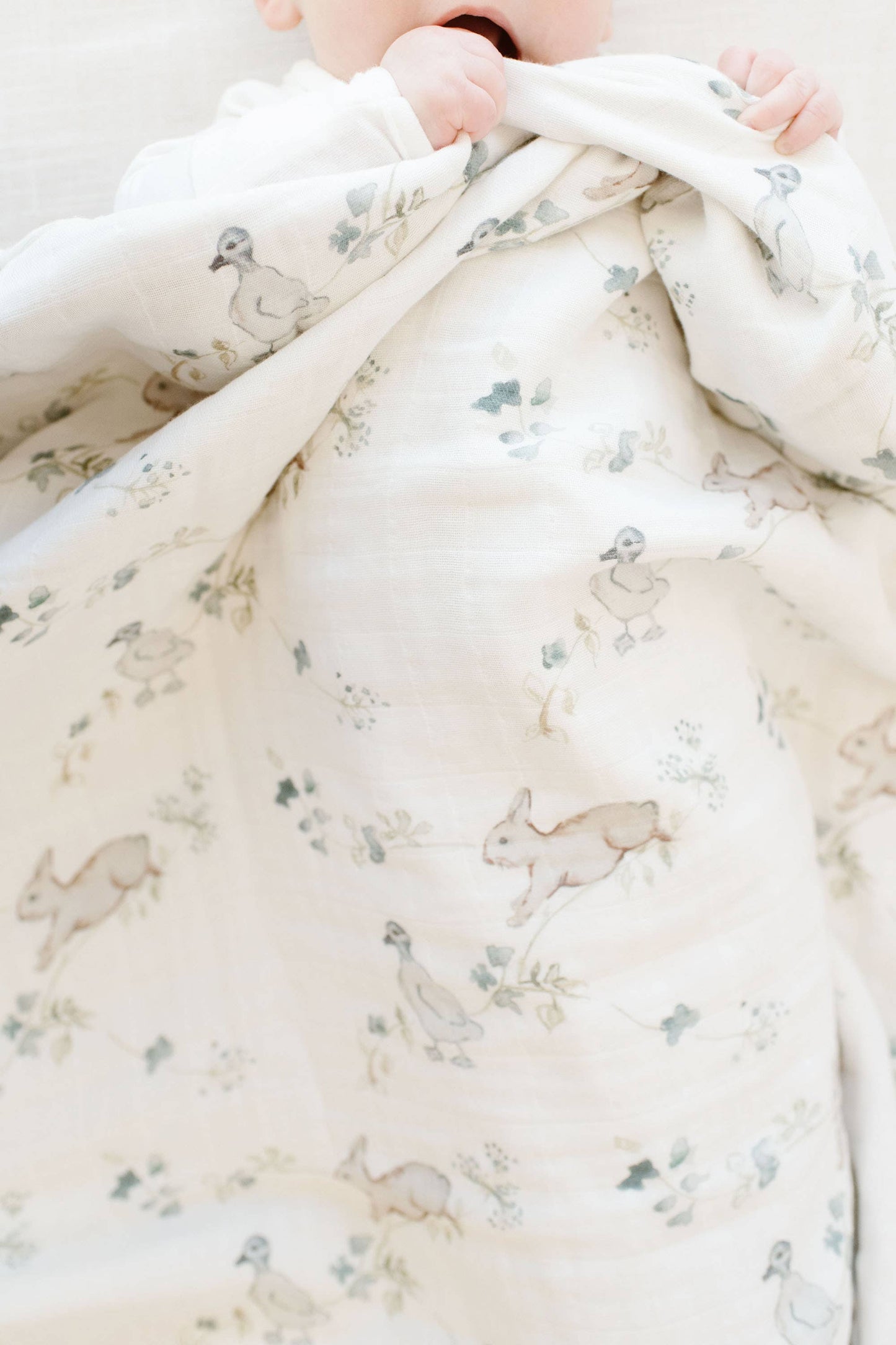Organic Muslin Gauze Quilt Baby Blanket: Ivy Hollow Bunny
