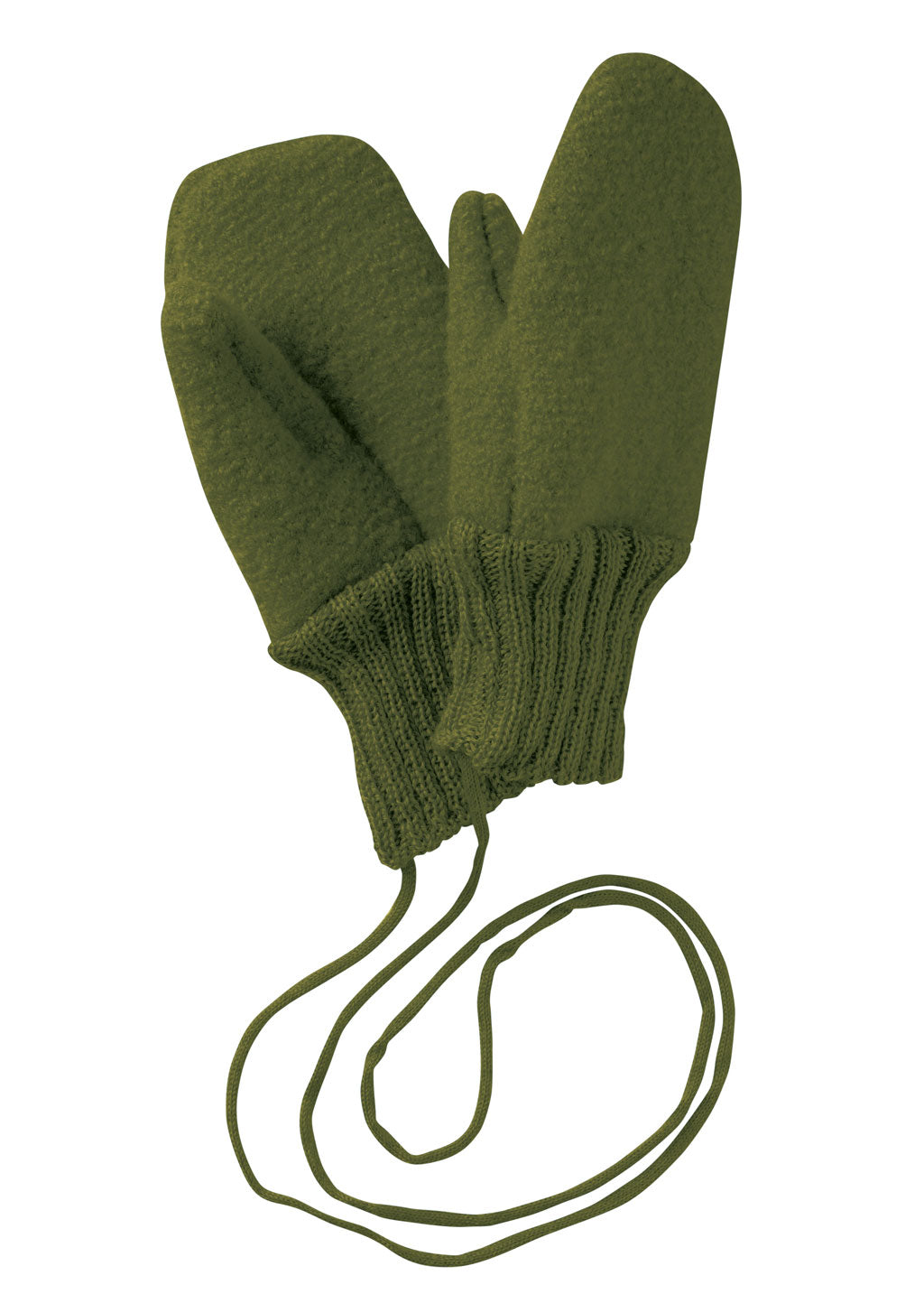 Boiled Wool Mittens- Olive