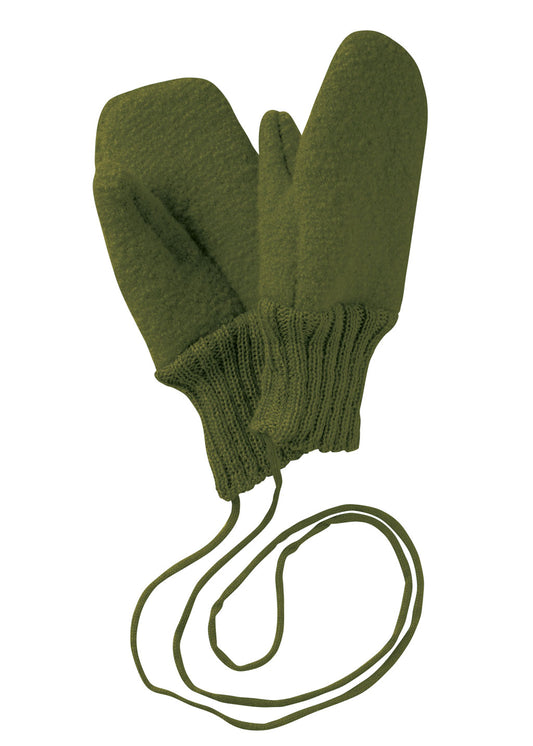 Boiled Wool Mittens- Olive
