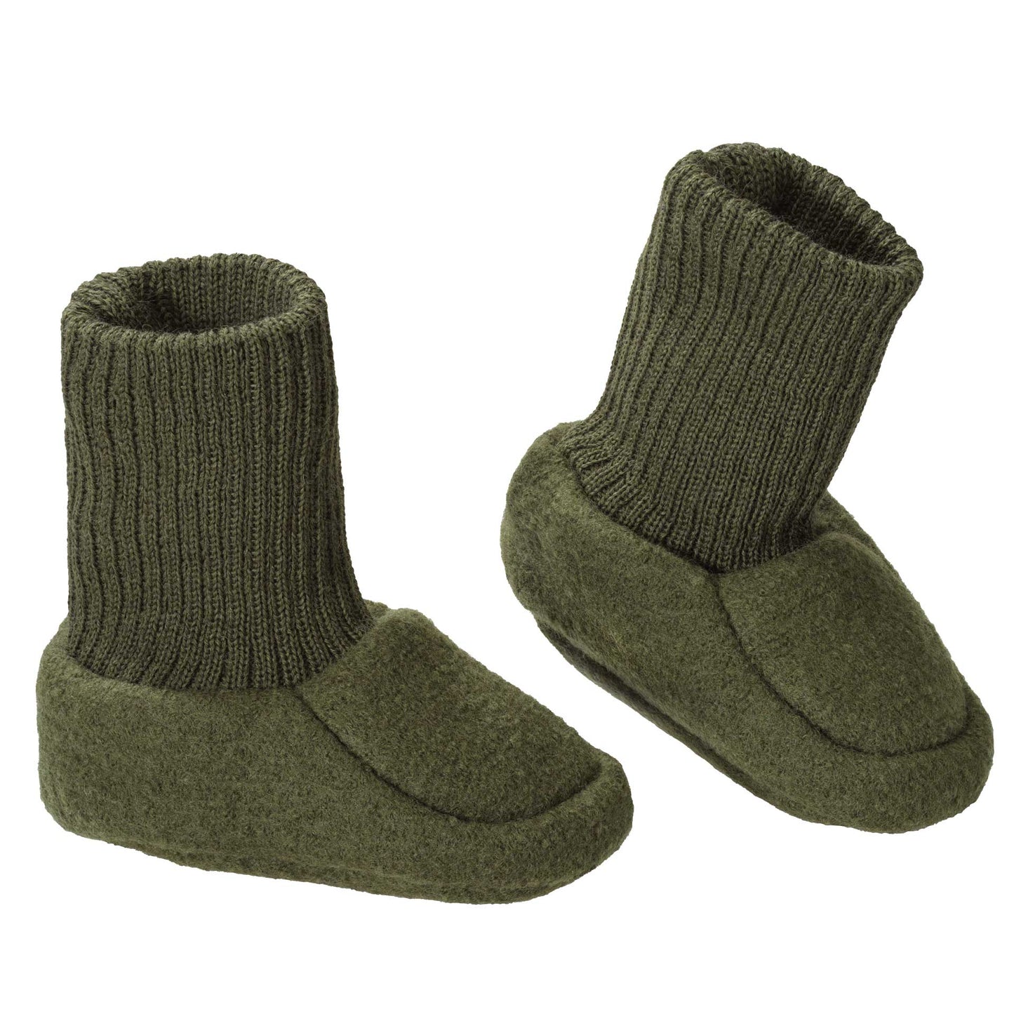 Boiled Wool Slippers- Olive