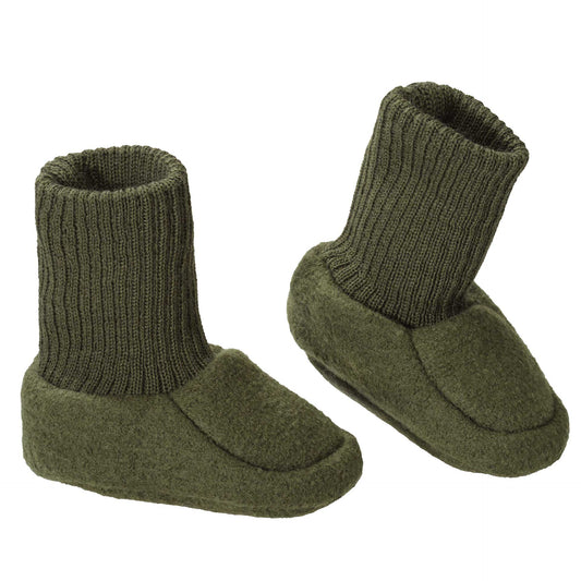 Boiled Wool Slippers- Olive