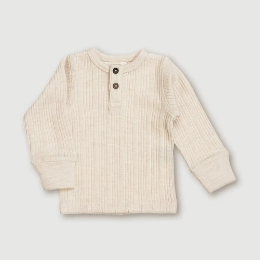 Wool Rib Henley Top
