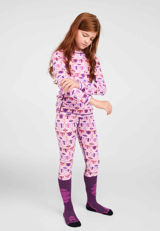 Taitoa Merino Wool Base Layer Set- Pale Rose
