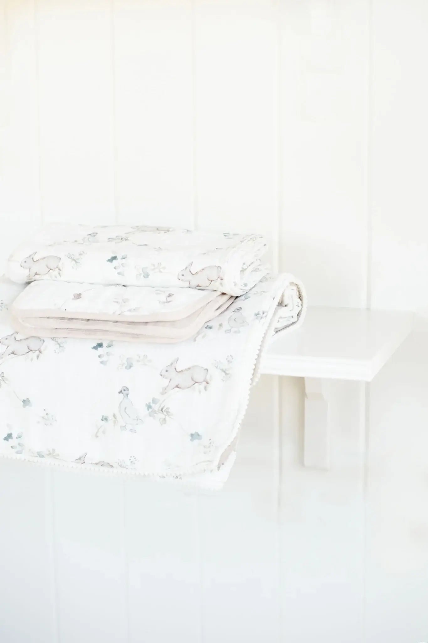 Organic Muslin Gauze Quilt Baby Blanket: Ivy Hollow Bunny