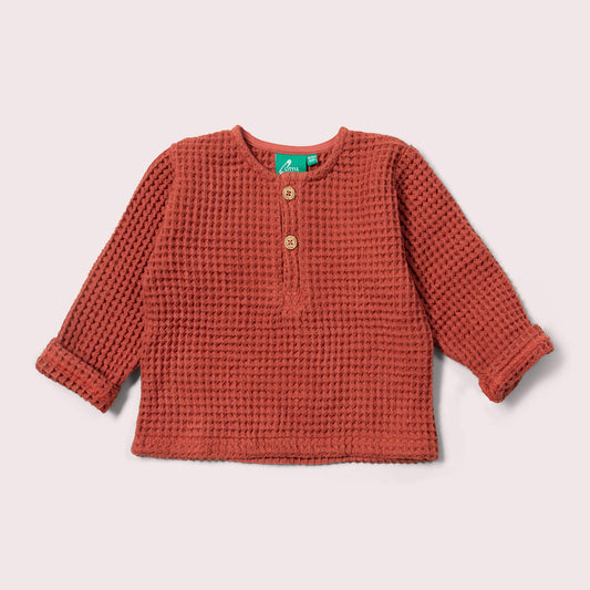 Ginger Chunky Waffle Long Sleeve Top
