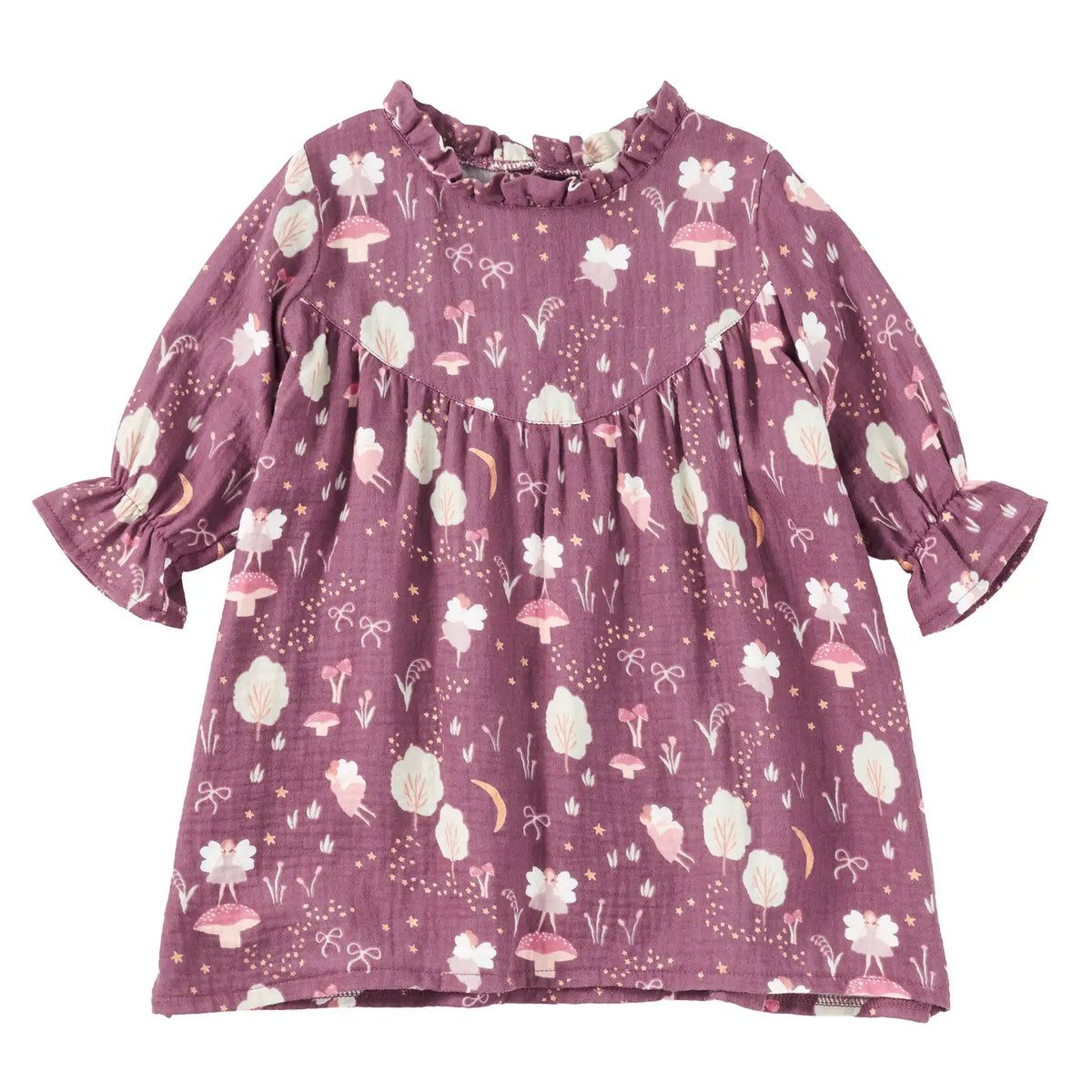 Muslin Ruffle Trim Dress in Forest Fairies
