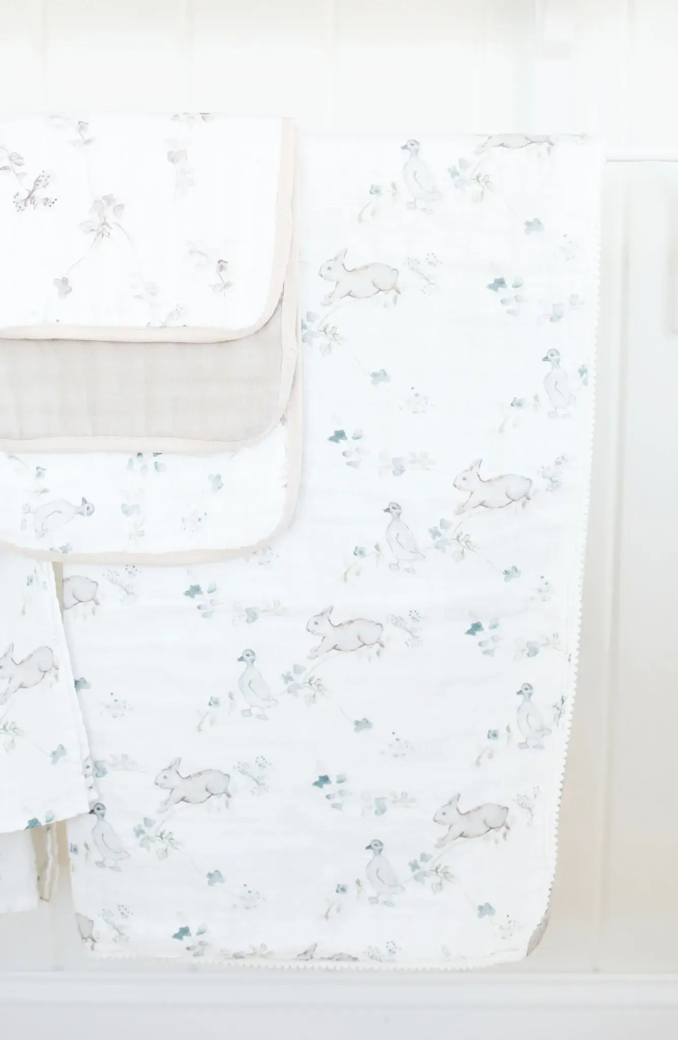 Organic Muslin Gauze Quilt Baby Blanket: Ivy Hollow Bunny