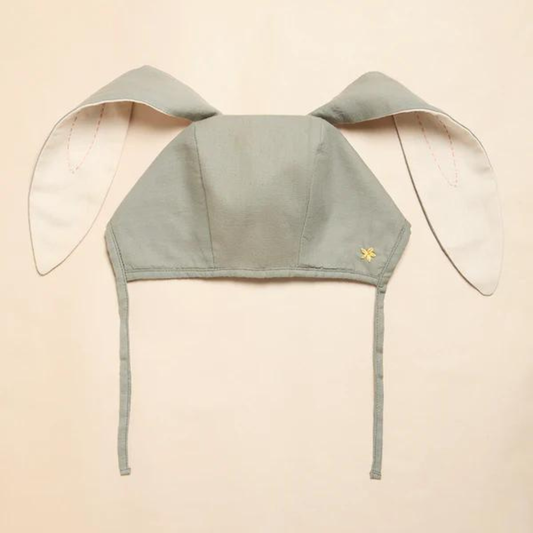 Springtime Bunny Baby Bonnet: Organic Cotton, Hand-Stitch