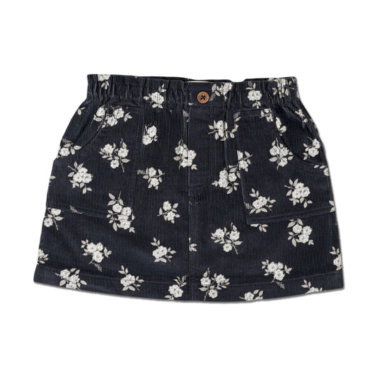Navy Bloom Corduroy Skirt