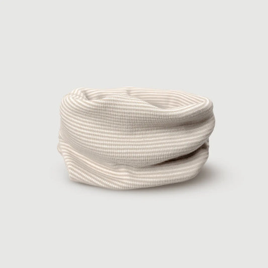 Wool Rib Infinity Scarf in Oat Stripe