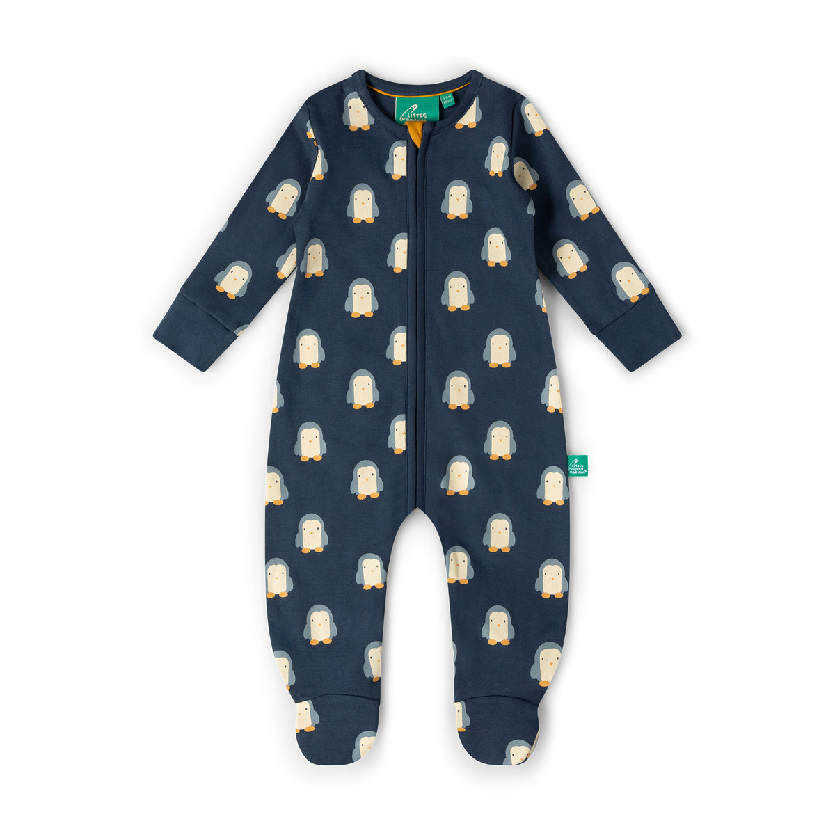 Blue Penguins Organic Zip Babygrow
