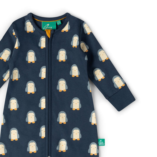 Blue Penguins Organic Zip Babygrow