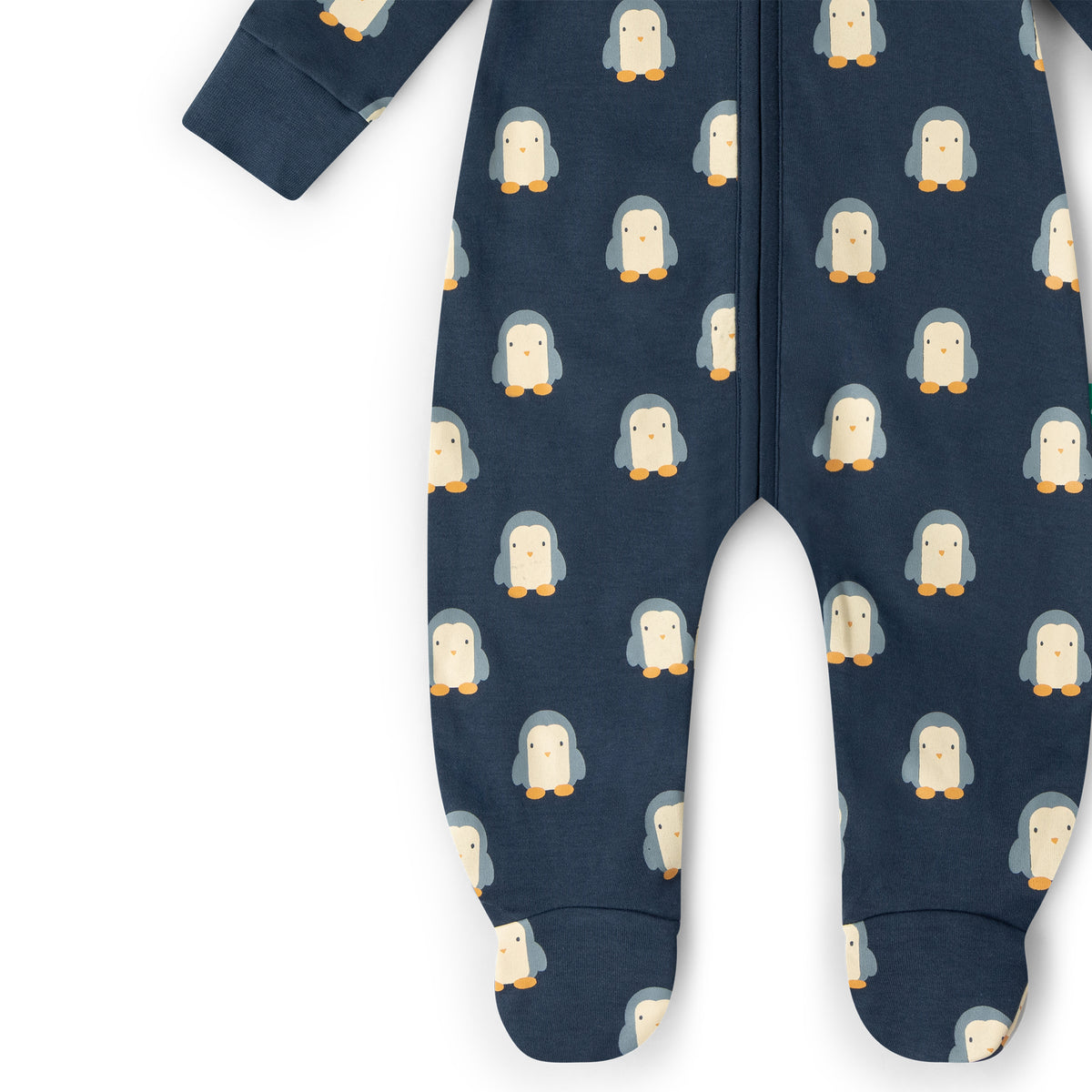Blue Penguins Organic Zip Babygrow