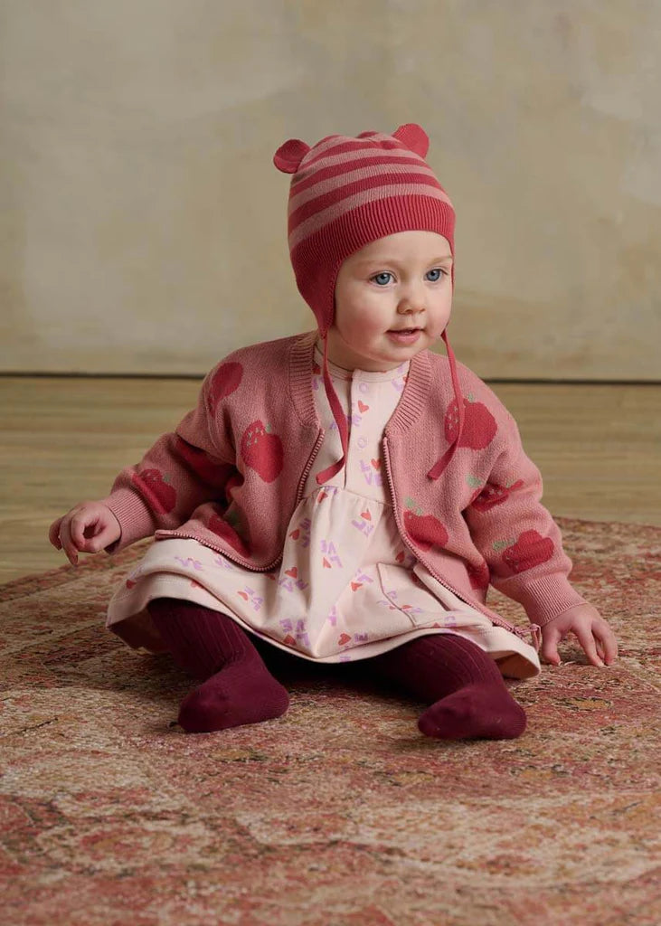 Pink Apple Jacquard Knit Cardigan