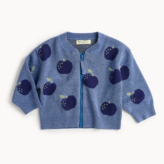 Blue Apple Jacquard Knit Cardigan