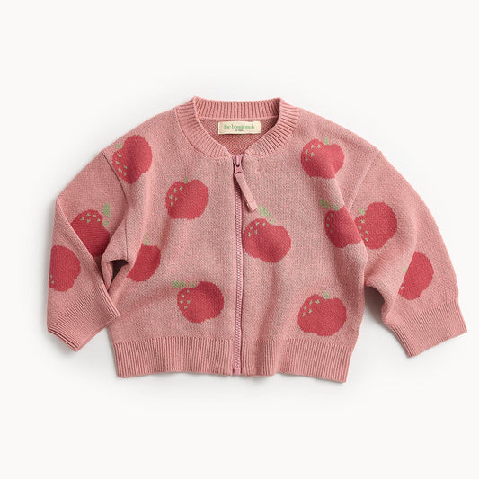 Pink Apple Jacquard Knit Cardigan