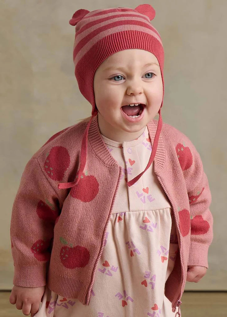 Pink Apple Jacquard Knit Cardigan