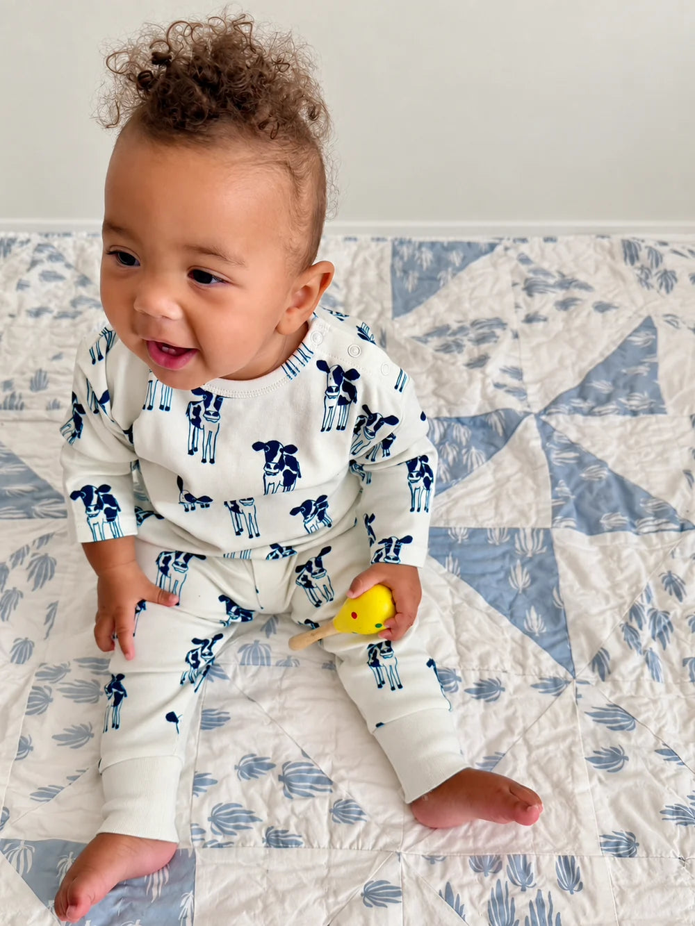 Baby Long Sleeve + Jogger  Set- Cow Print