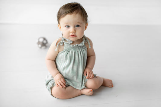 Petite Stripe Romper with Ties