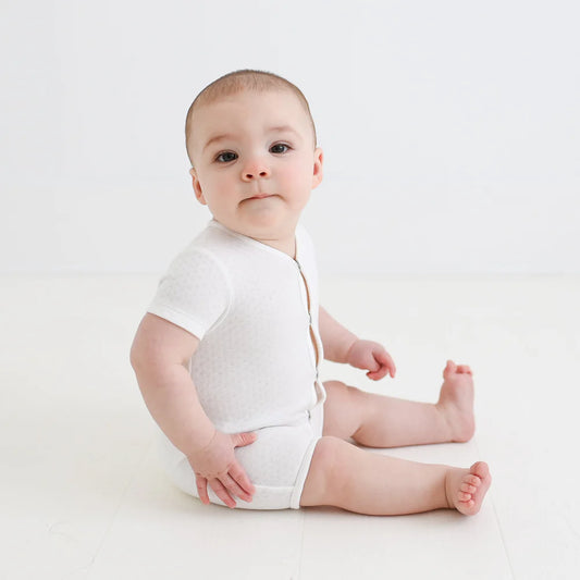 Pointelle Short Sleeve Coverall