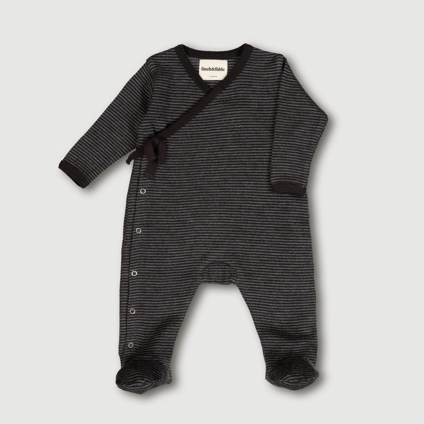 Wool Rib Footie- Storm Stripe