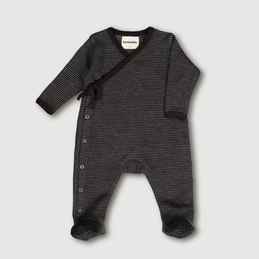 Wool Rib Footie- Storm Stripe
