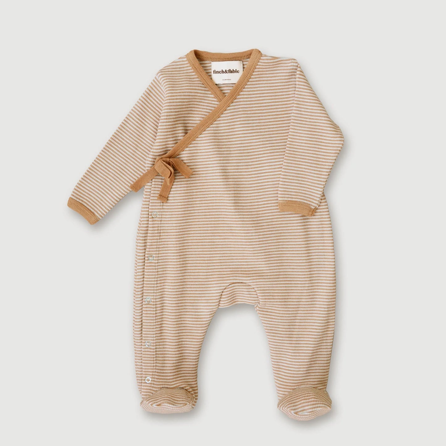 Wool Rib Footie- Fawn Stripe