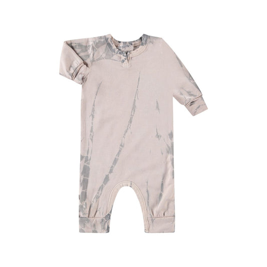 Fleece Tie Dye Romper in Beige