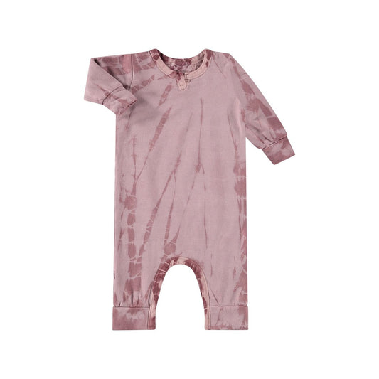 Fleece Tie Dye Romper in Shell Pink